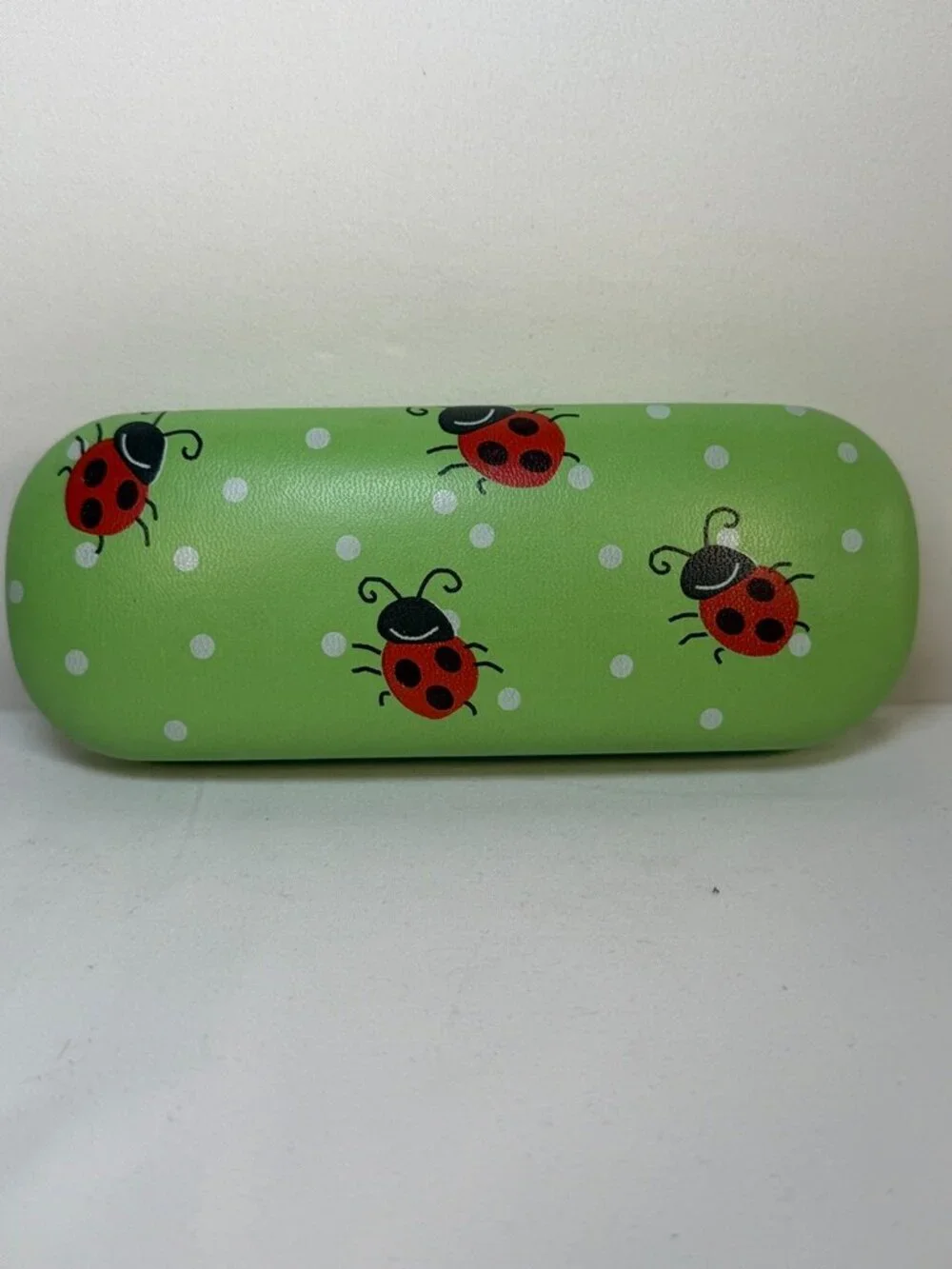 Vintage Green Ladybug Glasses Sunglasses Hard Clamshell Case